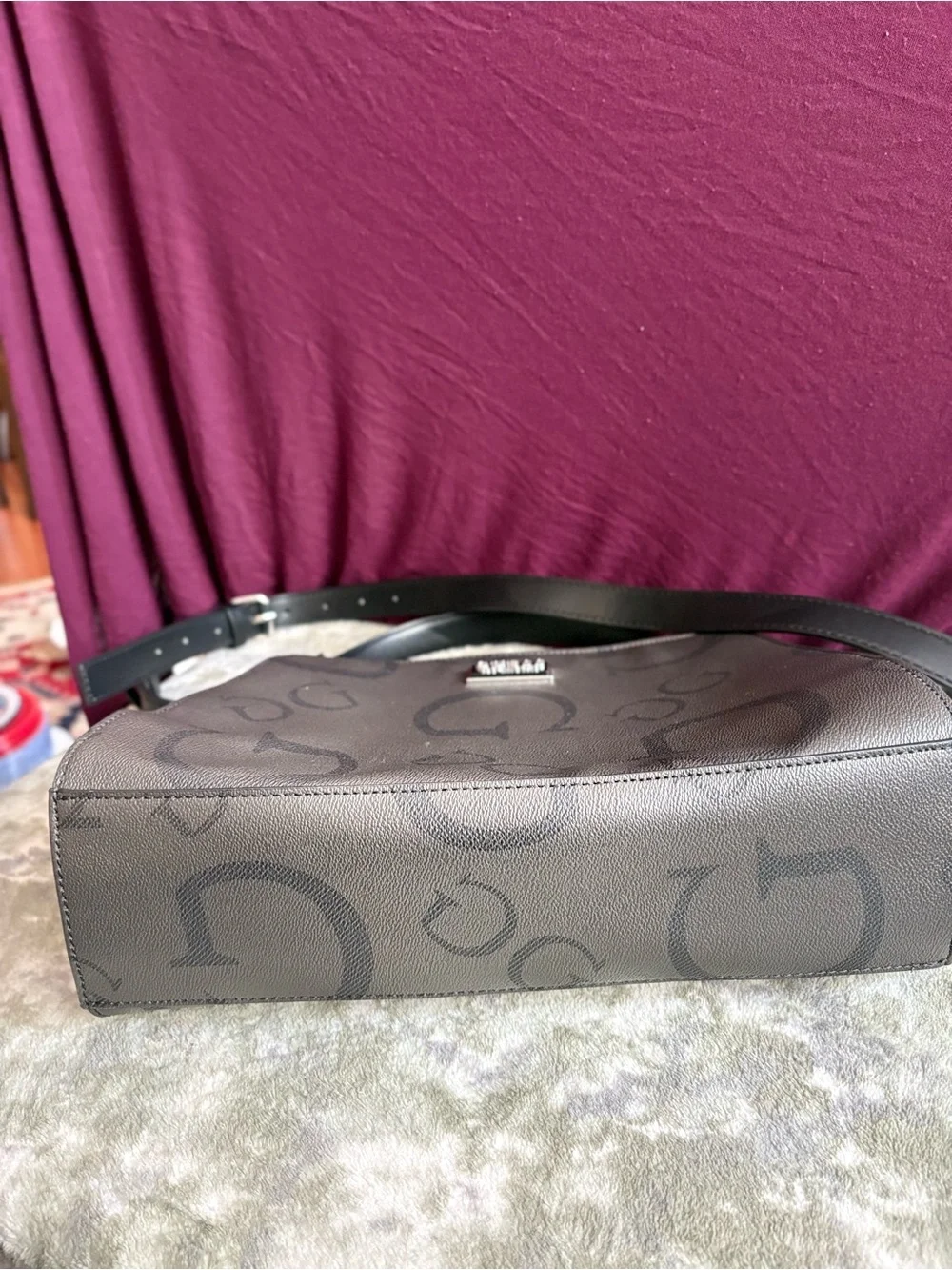 GUESS Los Angeles Black Monogram “G” Satchel Crossbody Bag Top Handle